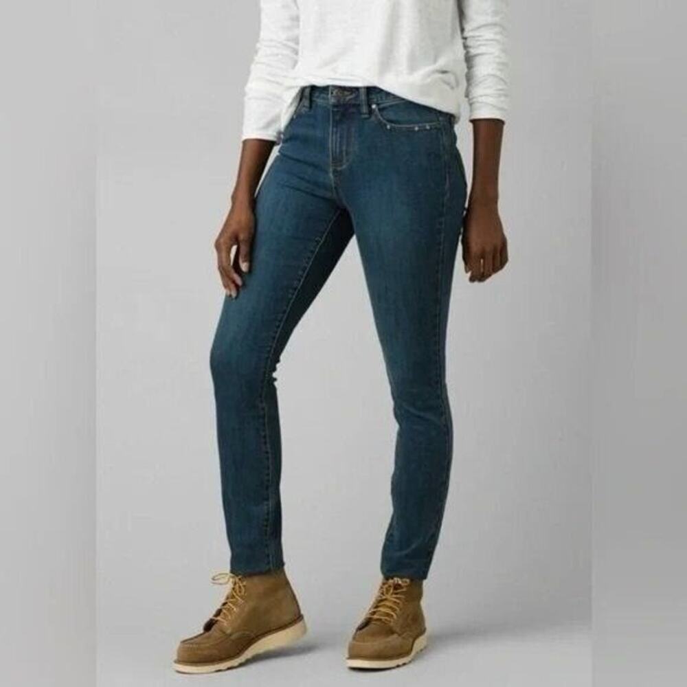 NWT prAna Sienna Skinny Cotton Stretch Jeans Mid Rise 4 / 27 Short True Blue